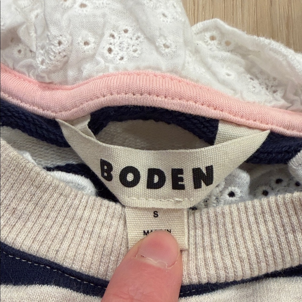 Boden size small Navy and White Striped Crew Neck Sweater - Picture 5 of 7